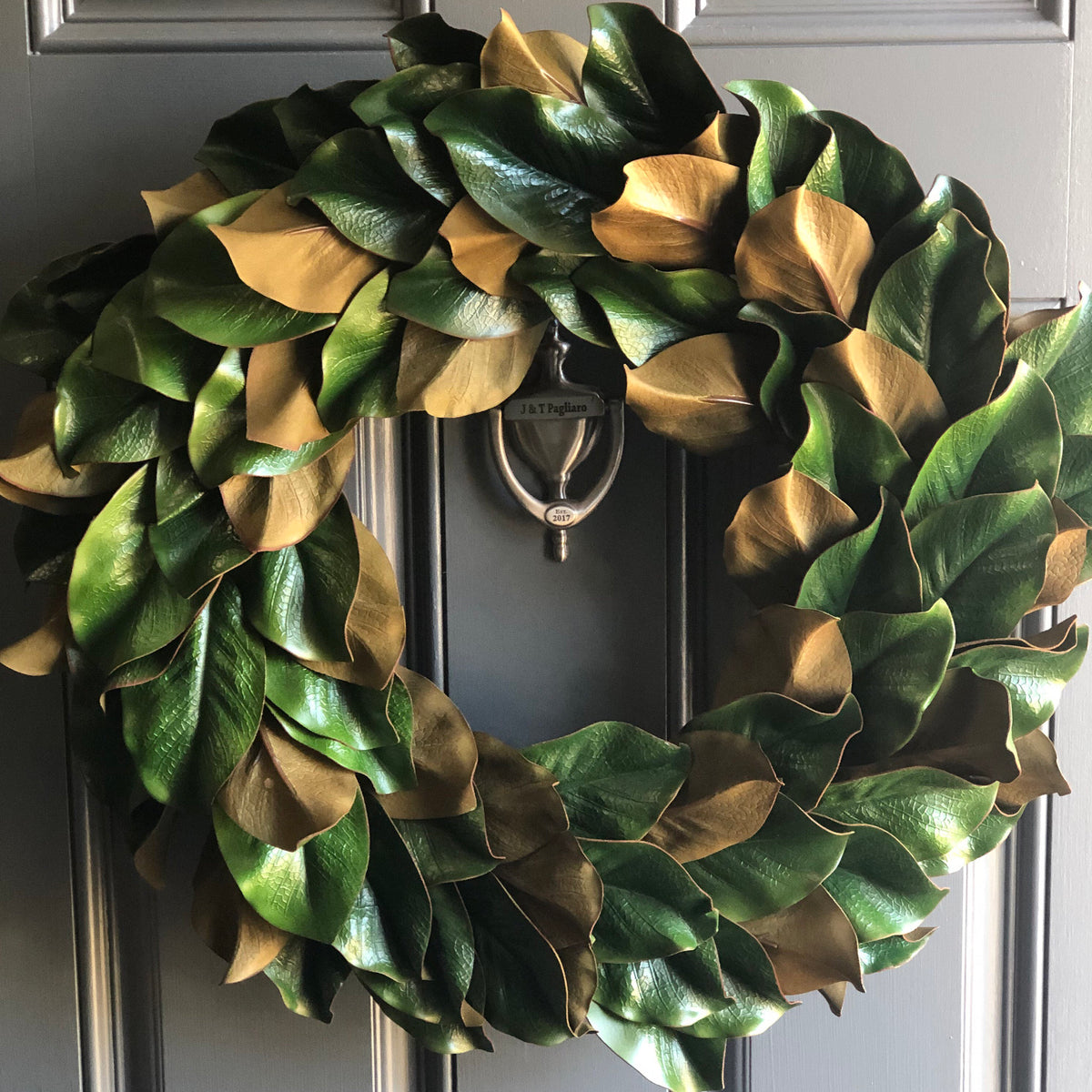 Magnolia Front Door Wreath, Year-Round Farmhouse Decor