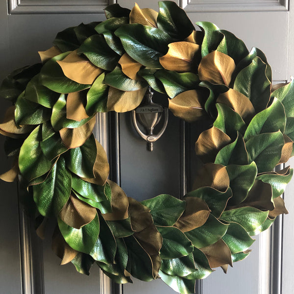 Magnolia Front Door Wreath, Year-Round Farmhouse Decor