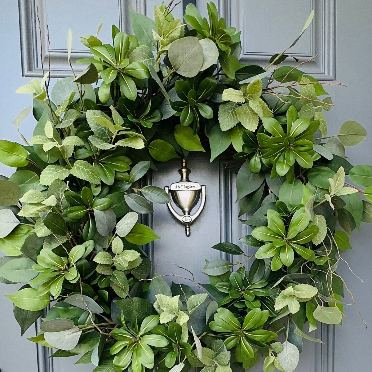 Handmade Eucalyptus Wreath, Modern Farmhouse Decor, XL Front Door Wreath