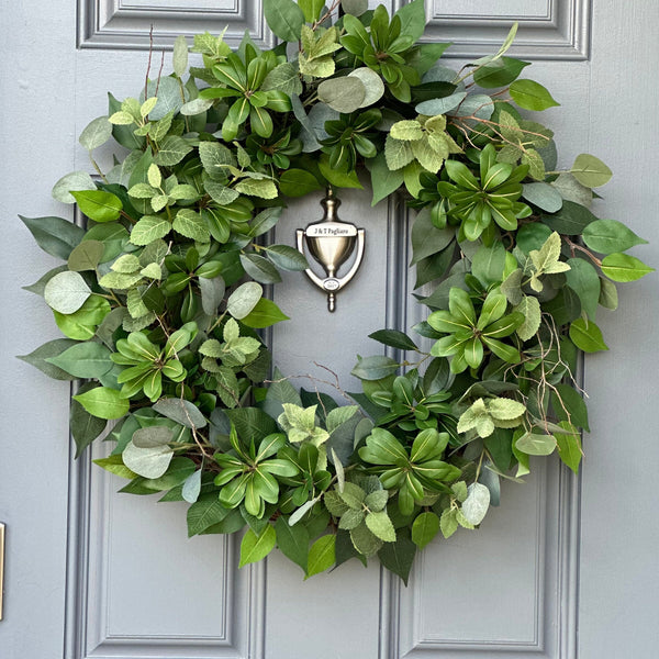 Handmade Eucalyptus Wreath, Modern Farmhouse Decor, XL Front Door Wreath