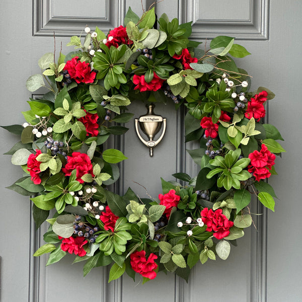 Patriotic Summer Wreath, Red White Blue Front Door Decor