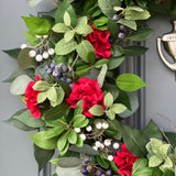 Patriotic Summer Wreath, Red White Blue Front Door Decor
