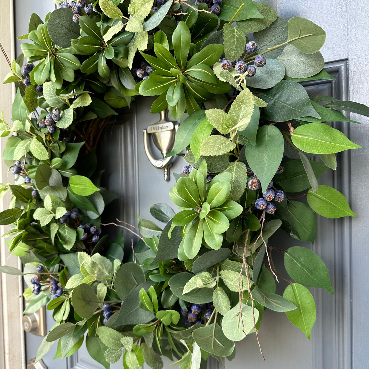 Blueberry Eucalyptus Wreath, Year-Round Front Door Decor