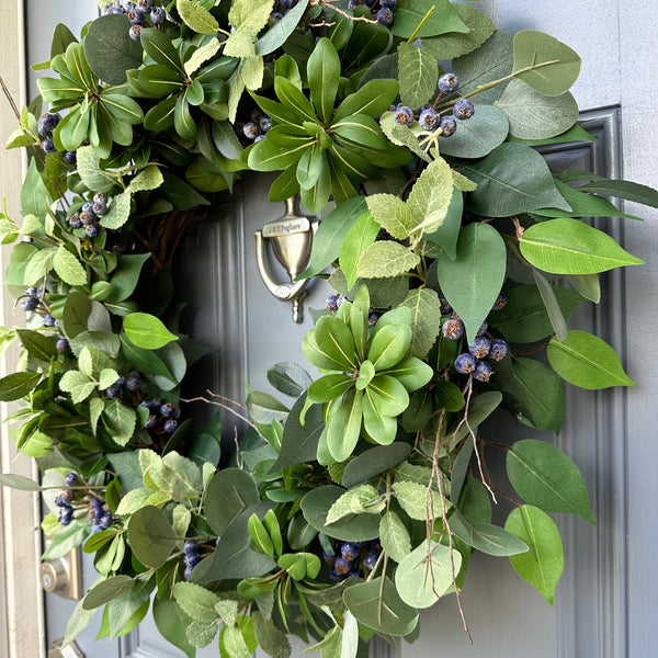 Blueberry Eucalyptus Wreath, Year-Round Front Door Decor