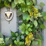 Yellow Seeded Eucalyptus Wreath, Organic Modern Door Decor