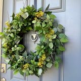 Yellow Seeded Eucalyptus Wreath, Organic Modern Door Decor