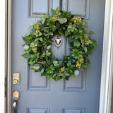 Yellow Seeded Eucalyptus Wreath, Organic Modern Door Decor