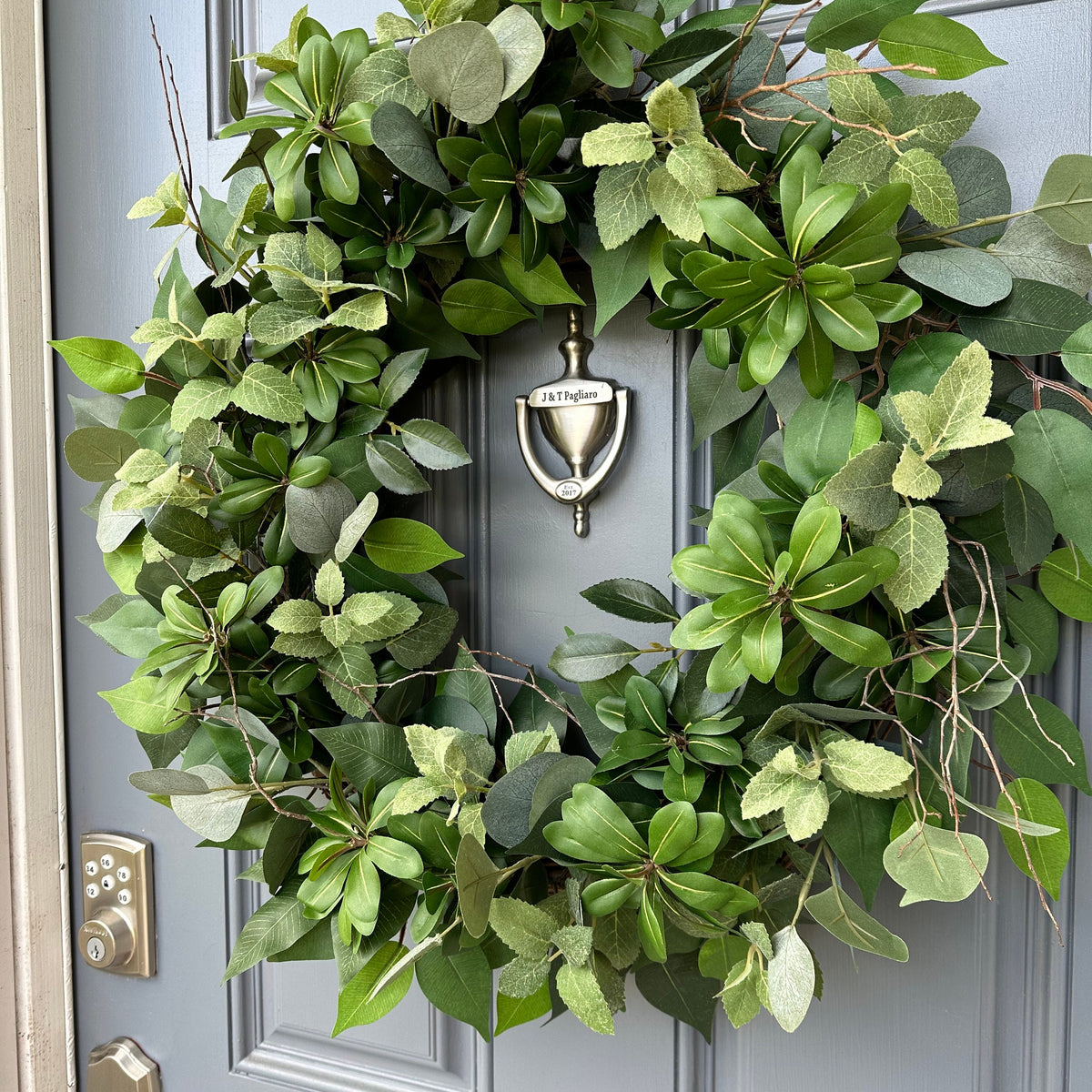 Handmade Eucalyptus Wreath, Modern Farmhouse Decor, XL Front Door Wreath