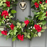 Patriotic Summer Wreath, Red White Blue Front Door Decor