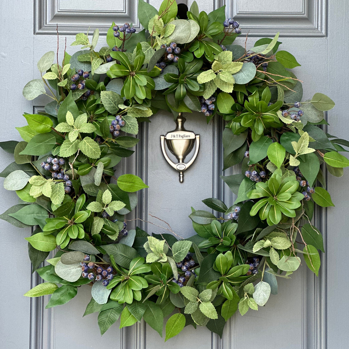 Blueberry Eucalyptus Wreath, Year-Round Front Door Decor