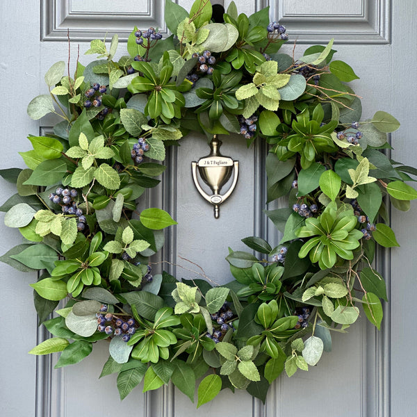 Blueberry Eucalyptus Wreath, Year-Round Front Door Decor