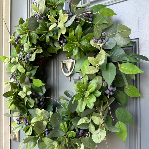 Blueberry Eucalyptus Wreath, Year-Round Front Door Decor