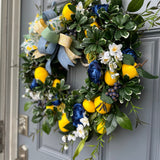 Lemon and Blueberry Wreath, Spring Front Door Decor, Cottagecore