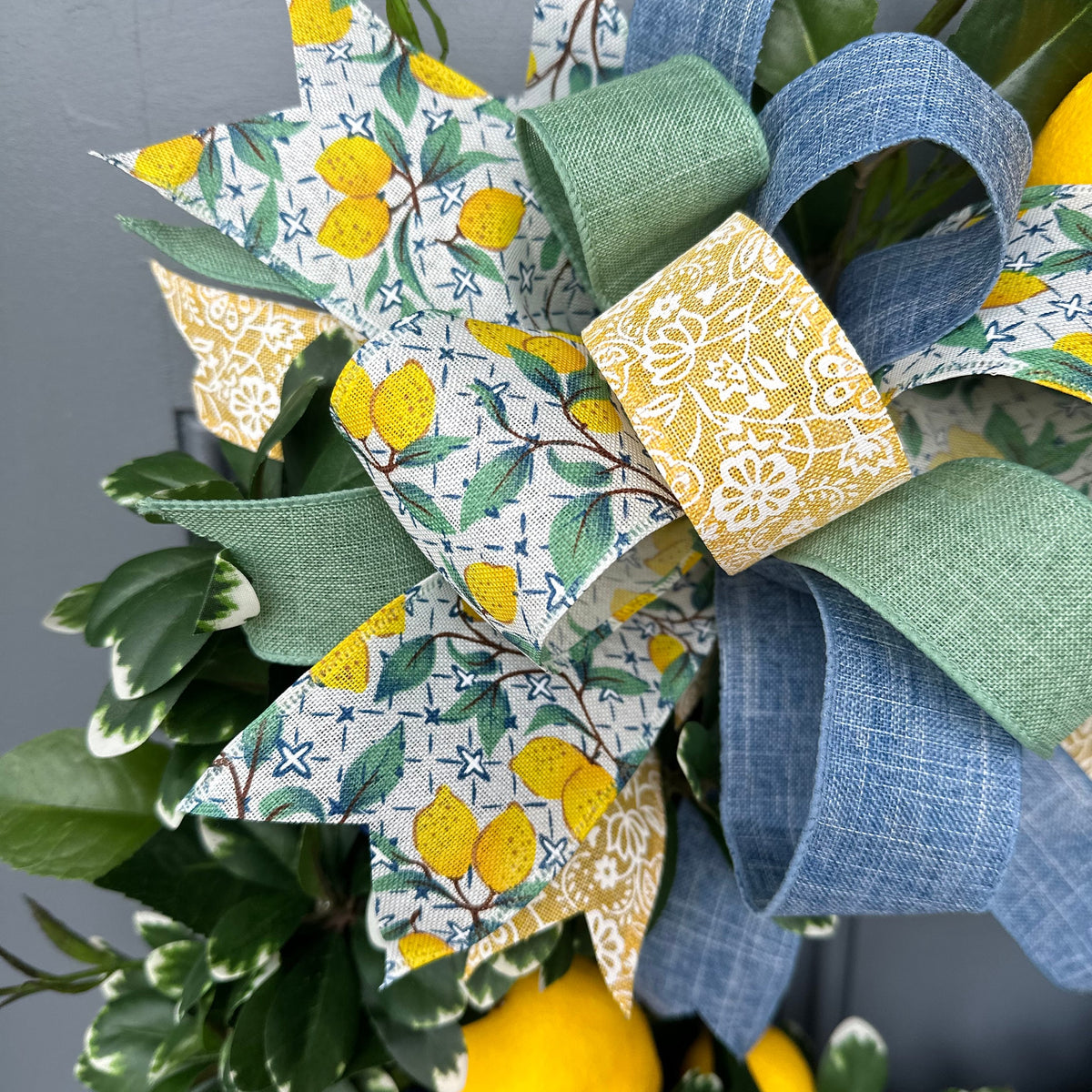 Lemon and Blueberry Wreath, Spring Front Door Decor, Cottagecore