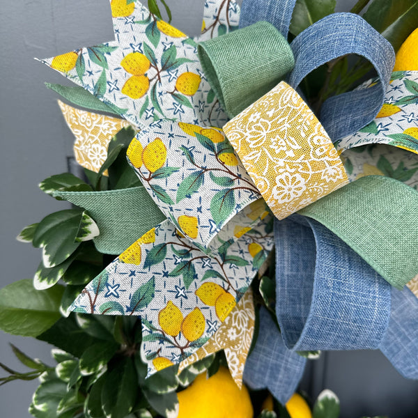 Lemon and Blueberry Wreath, Spring Front Door Decor, Cottagecore
