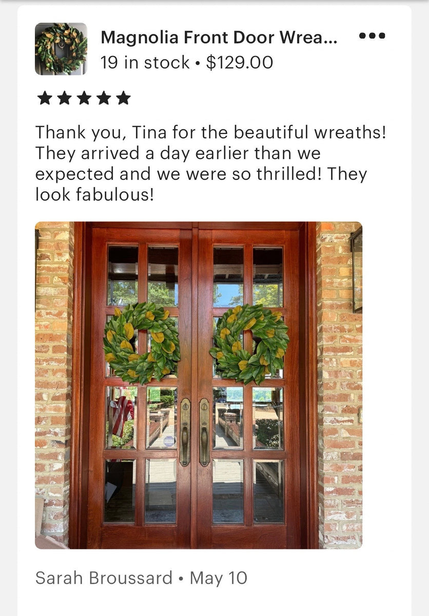 Magnolia Front Door Wreath, Year-Round Farmhouse Decor