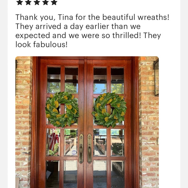 Magnolia Front Door Wreath, Year-Round Farmhouse Decor