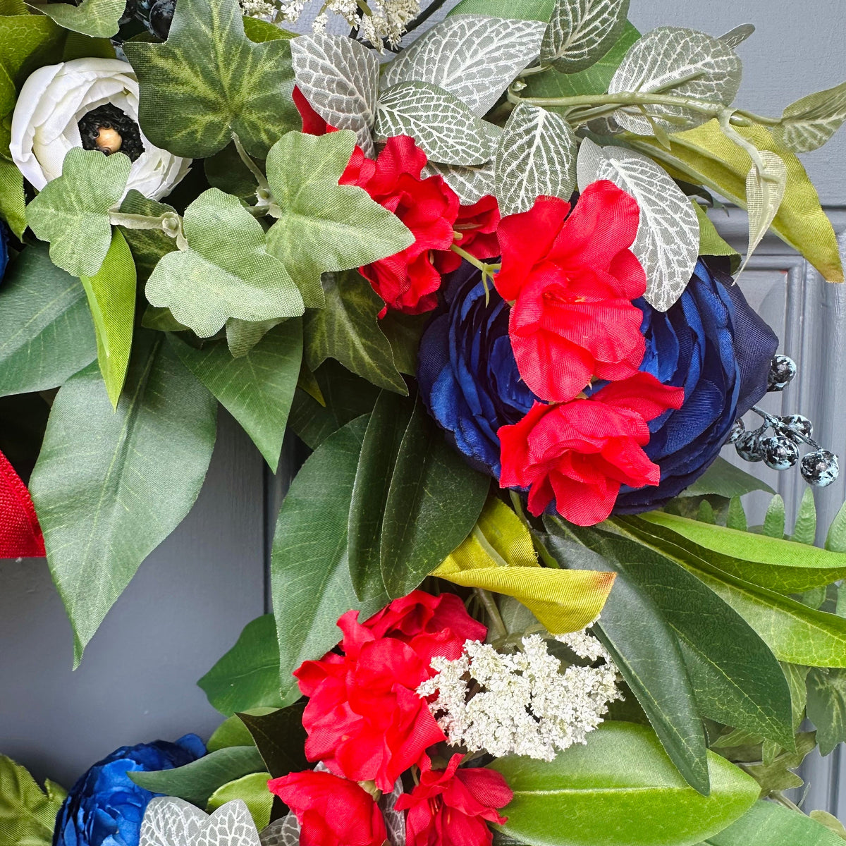 Fourth of July Wreath | Patriotic Red White Blue Front Door Decor | Rustic Americana Summer Wreath