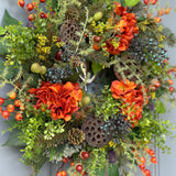 Rustic Fall Hydrangea Wreath, Thanksgiving Front Door Decor