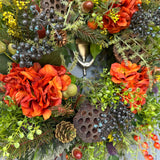 Rustic Fall Hydrangea Wreath, Thanksgiving Front Door Decor