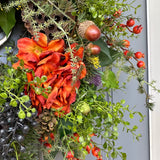 Rustic Fall Hydrangea Wreath, Thanksgiving Front Door Decor