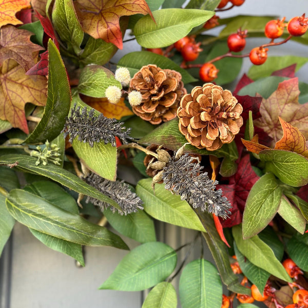 Fall Handmade Eucalyptus Wreath, Autumn Front Door Decor