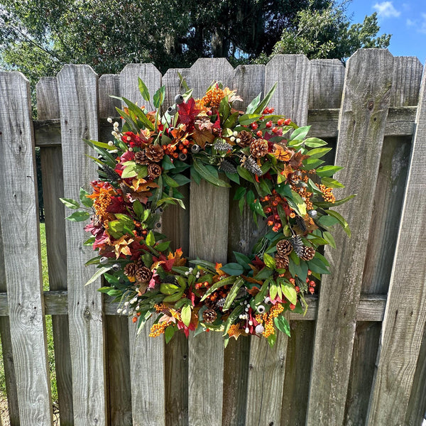 Fall Handmade Eucalyptus Wreath, Autumn Front Door Decor