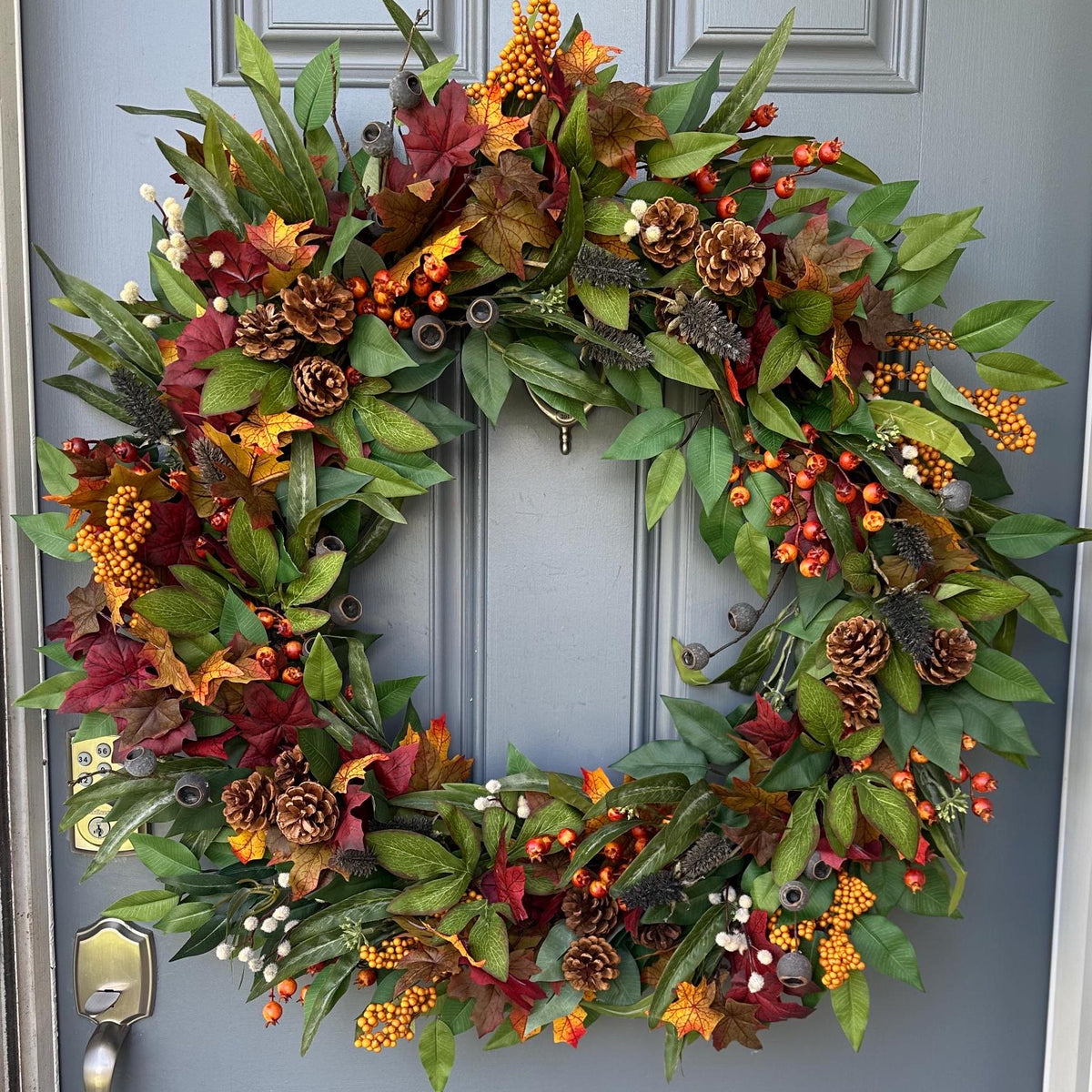 Fall Handmade Eucalyptus Wreath, Autumn Front Door Decor