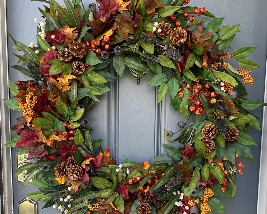 Fall Handmade Eucalyptus Wreath, Autumn Front Door Decor