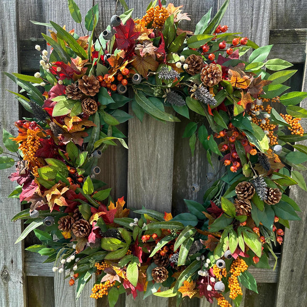 Fall Handmade Eucalyptus Wreath, Autumn Front Door Decor