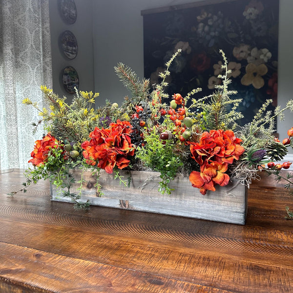 Rustic Fall Hydrangea Wreath, Thanksgiving Front Door Decor