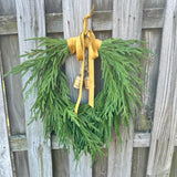 Norfolk pine front door wreath with brass bells, winter wreath, Christmas door wreath, gift for home decor lovers, perfect for winter season