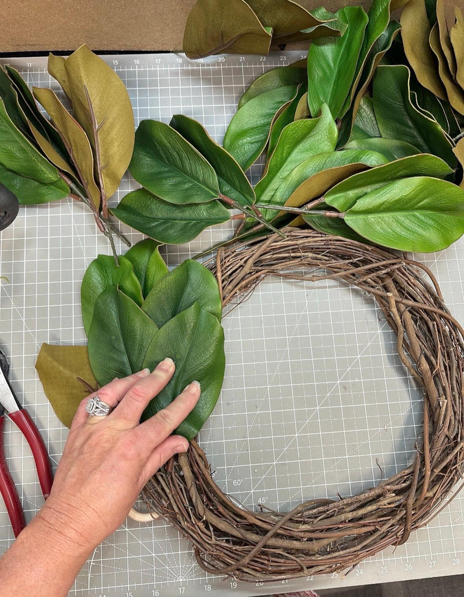 Magnolia Front Door Wreath, Year-Round Farmhouse Decor