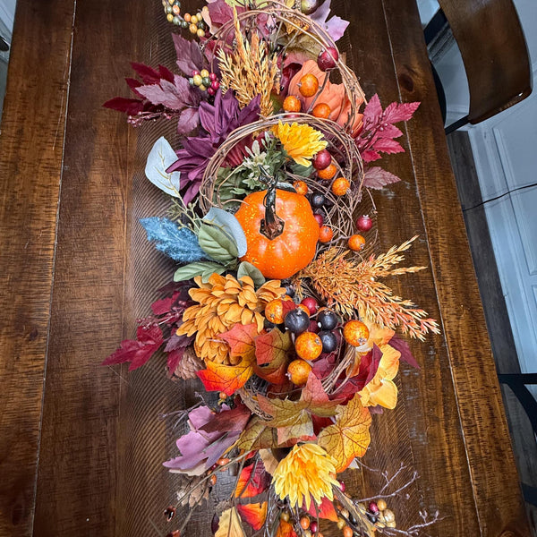 Fall Front Door Wreath, Pinecones, Pumpkins, Sunflowers, Harvest Decor