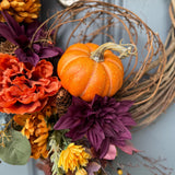 Fall Front Door Wreath, Pinecones, Pumpkins, Sunflowers, Harvest Decor