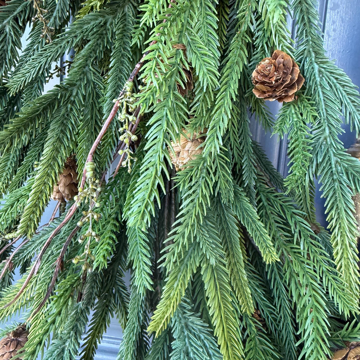 Norfolk Pine Winter Wreath, Farmhouse Front Door Decor, Hanukkah Design