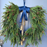 Norfolk Pine Winter Wreath, Farmhouse Front Door Decor, Hanukkah Design