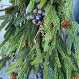 Front door winter wreath, Norfolk pine wreath, All season wreath, Housewarming gift, Farmhouse style wreath