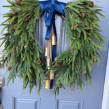 Norfolk Pine Winter Wreath, Farmhouse Front Door Decor, Hanukkah Design