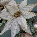 Snowy Pink Christmas Wreath, 24” Front Door Decor