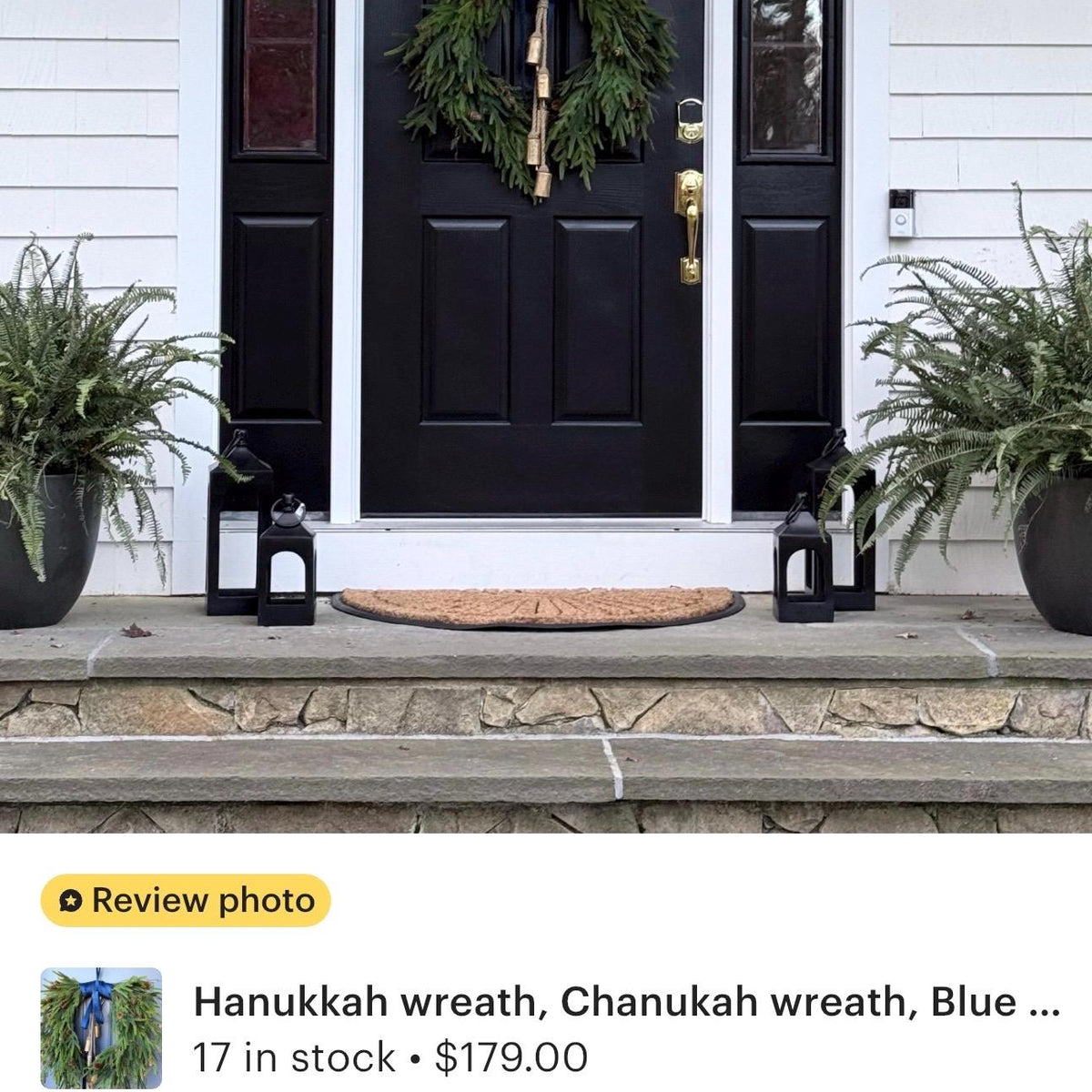 Front door winter wreath, Norfolk pine wreath, All season wreath, Housewarming gift, Farmhouse style wreath