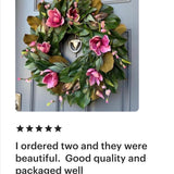 Magnolia Front Door Wreath, Pink Blooms, Handmade Southern Decor