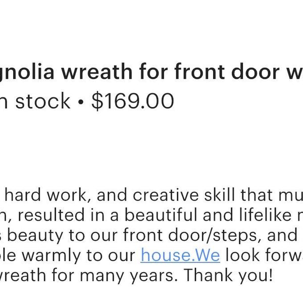 Handmade Magnolia Wreath, White Blooms and Green Leaves, Front Door Decor