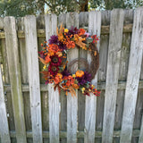 Fall Front Door Wreath, Pinecones, Pumpkins, Sunflowers, Harvest Decor