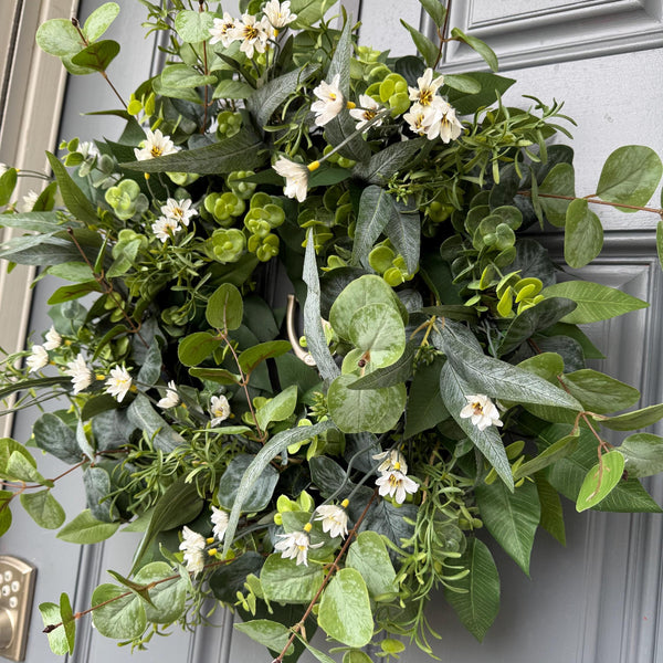 Handmade Eucalyptus Wreath, Year-Round Cottage Door Decor