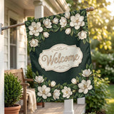 Personalized Magnolia Wreath | Handmade Magnolia Wreath | White Blooms and Green Leaves | Front Door Decor