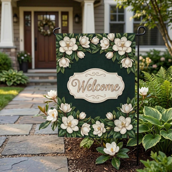 Personalized Magnolia Wreath | Handmade Magnolia Wreath | White Blooms and Green Leaves | Front Door Decor
