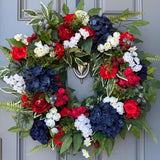 Patriotic Floral Wreath, Red White Blue, Summer Door Decor