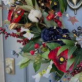 Handmade Patriotic Wreath 4th of July Front Door Decor, Red White and Blue Summer Wreath