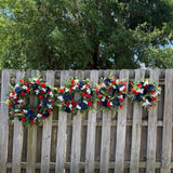 Patriotic Floral Wreath, Red White Blue, Summer Door Decor